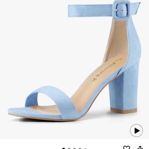 Allegra Ankle Strap Block Heel Sandals - Light Blue